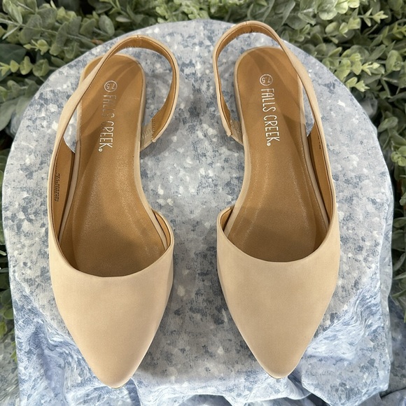 Falls Creek Nova Beige Pointed Toe Cutout Sling Back Dress Flats WMS 7.5M✨NWOT✨ - Picture 3 of 9